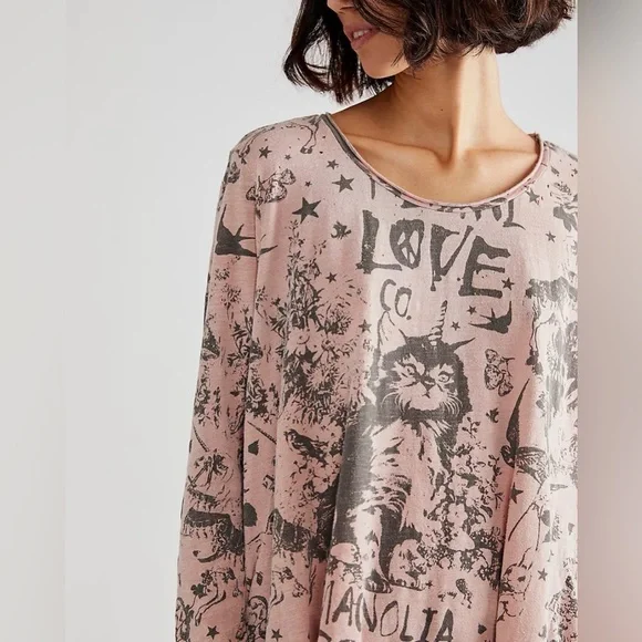 NWT-Free People Magnolia Pearl Love Cat Long Sleeve - Picture 3 of 9